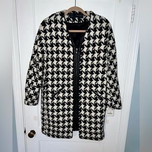 Zara Basic Houndstooth Coat Large NWT